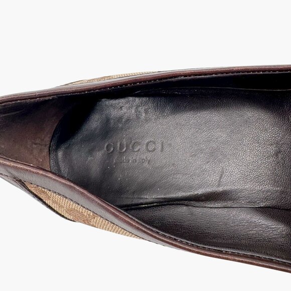 Gucci Interlocking G Beige GG Logo Canvas Heels Pumps Size 7 Women - Picture 14 of 15